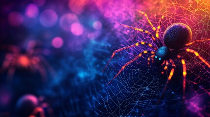 Colorful background with spider.