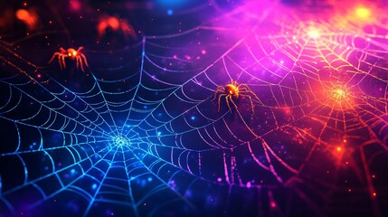 Neon background with spider.