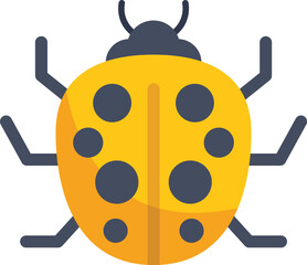 Wall Mural - Minimalist vector illustration of a yellow ladybug spreading its wings, isolated on white background