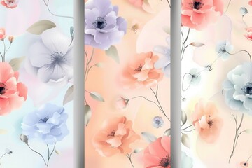 Wall Mural - Delicate floral designs in soft pastel colors enhance any setting, bringing a touch of elegance and tranquility to interiors. Generative AI