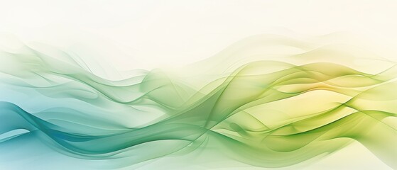 Poster - Abstract green and blue waves on a white background. AI.