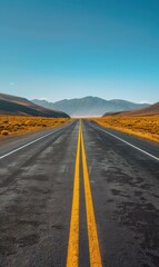 Canvas Print - An empty road stretching into the distance. AI.