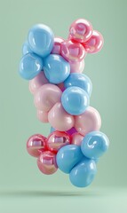 Canvas Print - A cluster of blue and pink spheres. AI.