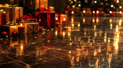 Poster - Cozy Holiday Scene with Gifts and Warm Lights