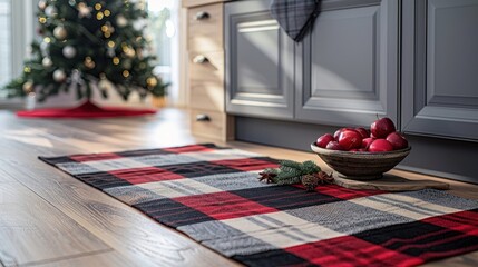 Canvas Print - Cozy Kitchen with Holiday Decor and Red Apples