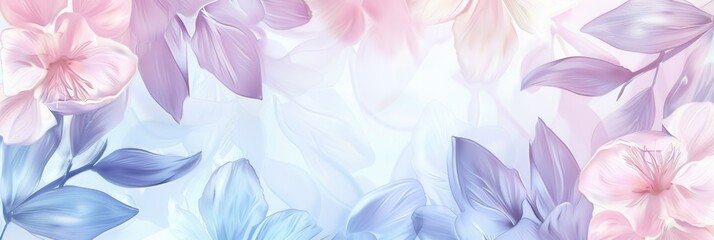 Aufkleber - Delicate floral designs in pastel tones blend harmoniously, evoking a calm and peaceful atmosphere perfect for creativity. Generative AI