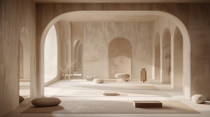 Sticker - Serene Minimalist Interior for Relaxation and Meditation