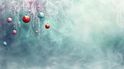 Canvas Print - Serene Winter Background with Colorful Ornaments