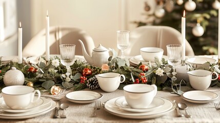 Wall Mural - Elegant Table Setting for Holiday Celebration