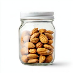 Wall Mural - Hand-Painted Glass Jar with Almonds Isolated on White