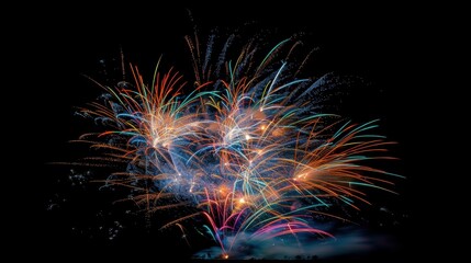 Sticker - Vibrant Fireworks Display in Night Sky