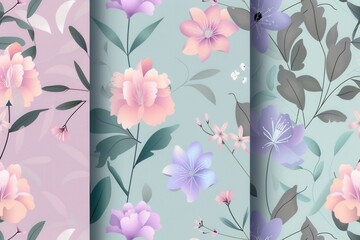 Poster - Delicate floral patterns in soft pastel colors adorn the fabric, creating a calming and elegant aesthetic ideal for spring decor. Generative AI
