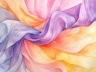 Wall Mural - A watercolor painting depicting the soft texture of flowing silk fabric