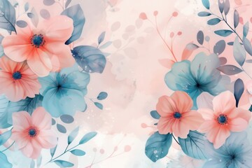 Poster - A collection of charming flowers in gentle pastel tones creates a serene and decorative atmosphere, perfect for various design projects. Generative AI