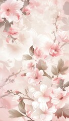 Wall Mural - Delicate floral designs in soft pastel hues create a tranquil atmosphere, inviting a closer look at nature's subtle elegance. Generative AI