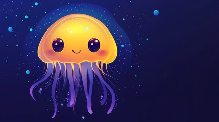 Canvas Print - Cute cartoon character of jellyfish