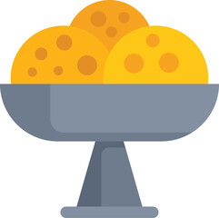 Poster - Simple vector illustration of a bowl holding cookies with chocolate chips on a pedestal base