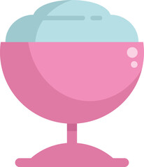 Sticker - Vector illustration in flat design style representing a pink cup full of ice cream, isolated on a white background