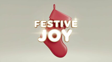 Wall Mural - Cheerful Christmas Stocking Embellished with Feste Joy Text, Perfect for Holiday Decor and Festive Celebrations, Bringing Joy and Warmth to Your Seasonal Celebrations