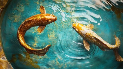 Golden koi fish statue