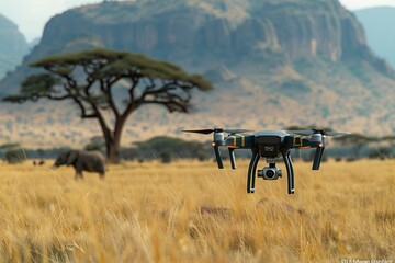 Wall Mural - afari africa drones close-up footage wildlife real-time animal behavior free updates technology