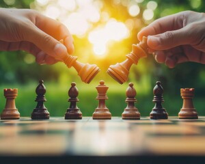 classic chess match in natural light