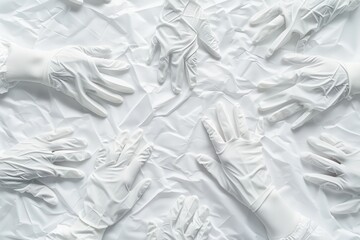 Poster - A collection of sterile medical gloves displayed against a white background, showcasing their importance in maintaining hygiene in healthcare. Generative AI