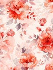 Poster - Delicate flowers in warm pastel hues blend harmoniously, creating an inviting and serene backdrop perfect for elegant decor. Generative AI