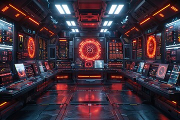 Wall Mural - futuristic cybersecurity lab ai real-time cyber threats space free v text job id technology blue