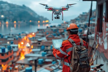 Wall Mural - high-tech drone delivering medical supplies areas helping emergencies lives free technology