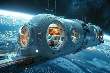 Wall Mural - a space shuttle with a bed in the middle of it