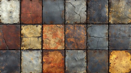 Sticker - Grunge Metal Texture Background   Rusted Steel Panels with Cracks and Distress