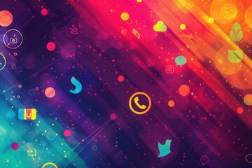 Aufkleber - An array of popular social media icons are showcased on a vibrant, abstract background, creating an energetic visual display. Generative AI