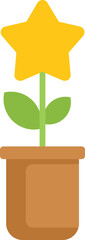 Canvas Print - Yellow star shaped flower growing in a plant pot, representing concepts like success, growth and achievement