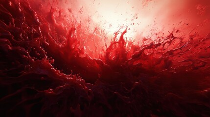 Canvas Print - Dynamic red liquid splash with vibrant hues and textures against a bright background.