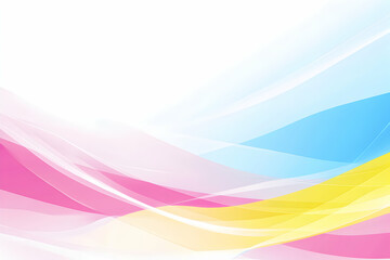 Canvas Print - Abstract background with pink, blue, and yellow wavy lines on a white background.