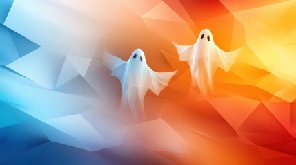 Wall Mural - a modern abstract halloween background with fragmented ghost silhouettes and jagged lines mimicking 