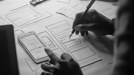 Web Design Process: A Designer Sketching a Website Layout