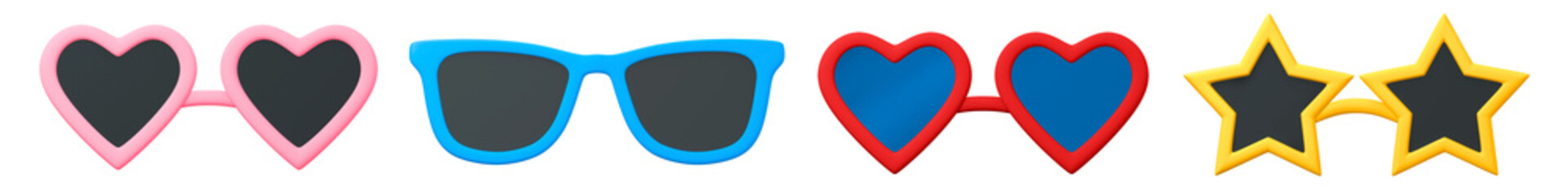 3d summer sunglasses png cut out element set