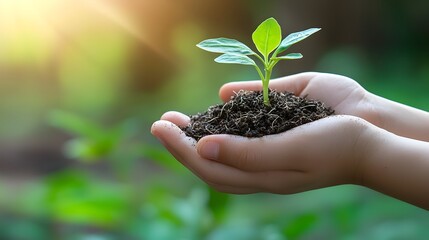 A photograph showcasing a handful of fresh vegetable sprouts held gently in a person s hand representing the natural and organic farming process isolated on a bright