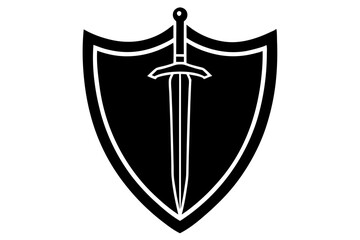 shield and sword silhouette vector illustration