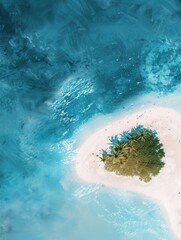 Sticker - Discover a tranquil getaway on a secluded island featuring pristine white sand and crystal-clear turquoise water for a serene escape. Generative AI