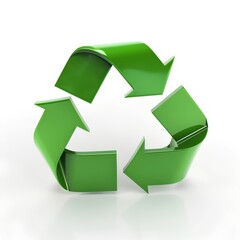 Recycle symbol isolated on white background. 3d render. Green arrows