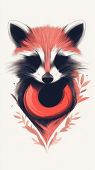 Wall Mural - Cute raccoon with a ring around its neck, looking right at you.