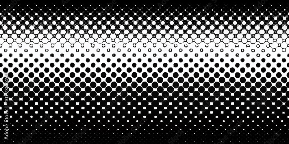 Black and White Halftone Dots Pattern Abstract Vector Background for ...