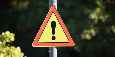 Warning sign displaying an exclamation mark for alerting of potential danger (23)