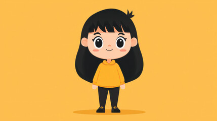 Poster - A cute cartoon girl with bright colors and fun textures brings joy to every scene in this modern flat illustration style.