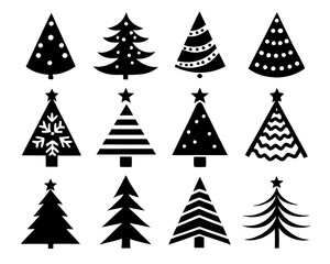 set of christmas trees. collection of Christmas tree holiday natural 