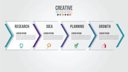 Wall Mural - vector arrows 4 steps timeline infographics template step by step, diagram chart, graph presentation