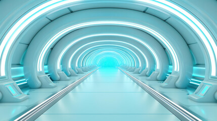 Wall Mural - a sleek stage glowing with neon lights, offering a modern and abstract vibe perfect for futuristic p